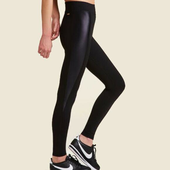 Alala All Day Tights S Liquid Black Inserts Fitted Stretch Athleisure New - Picture 1 of 5